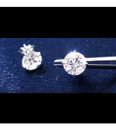 3.02 ctw Round Brilliant Diamond Earrings, laser drilled