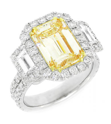 3-Stone Halo Engagement Ring 