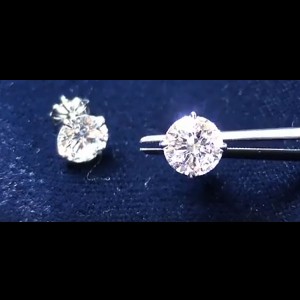 3.02 ctw Round Brilliant Diamond Earrings, laser drilled
