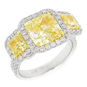 3-Stone Halo Engagement Ring